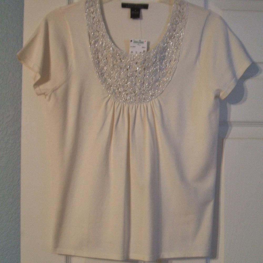 C'EST CITY PEARL NECK ETER TOP SZ S